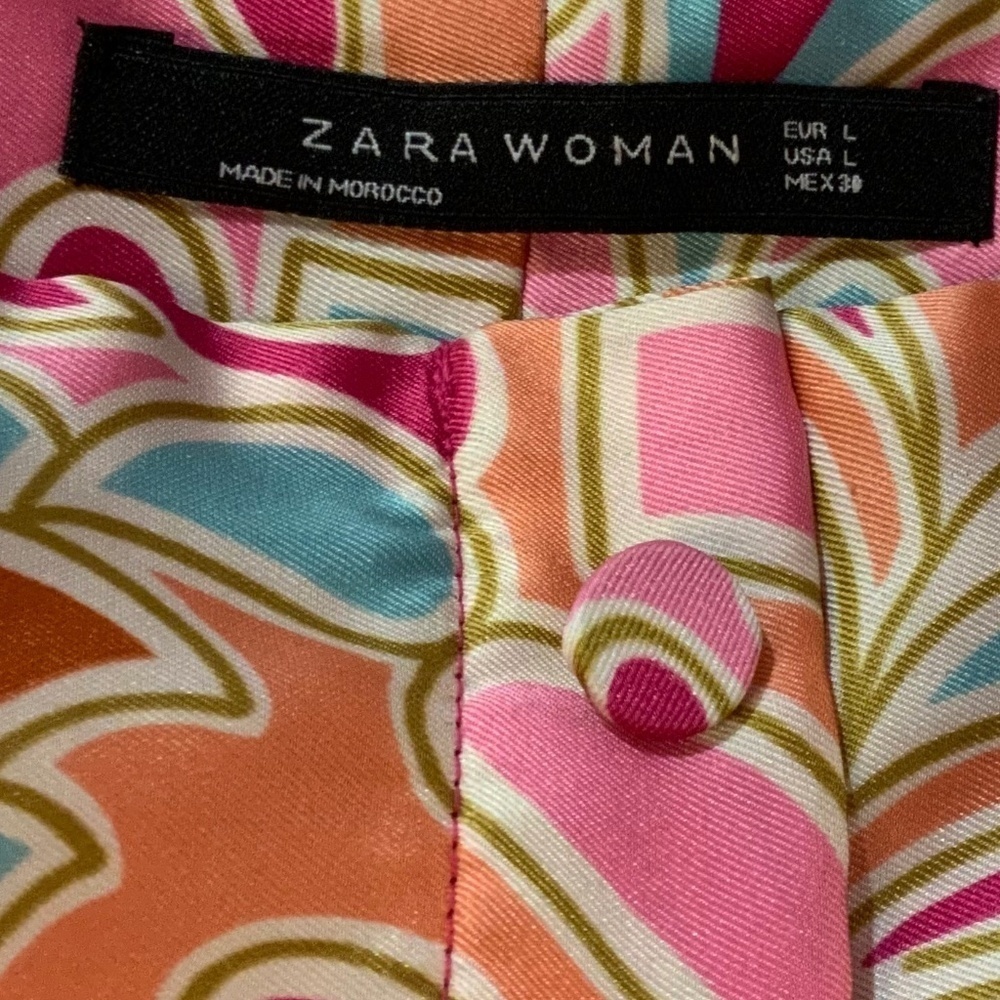 Zara Silky Crop Multi color Boho Hippie Top Size Large - Picture 4 of 8